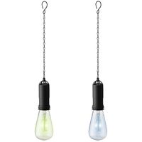 Set van 2x stuks groene en blauwe solar tuinverlichting hanglampen kunststof 20 cm - thumbnail