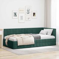 Hoekbedframe met hoofdeinde Donkergroen 90 x 200 cm Fluweel