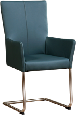 Blauwe leren industriële eetkamerstoel Dry - poot rond rvs - Toledo Leer Whale (blauw leer)