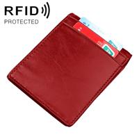 9037 Antimagnetic RFID Crazy Horse Texture Leather Wallet Billfold for Men and Women (Red)
