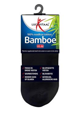 Lucovitaal Bamboe enkelsok zwart maat 43-46