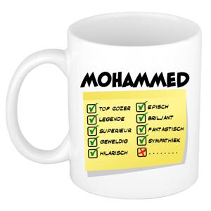 Naam mok Mohamed - wit - top gozer - keramiek - 300 ml - cadeau collega beker