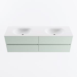 MONDIAZ VICA 160cm badmeubel onderkast Greey 4 lades. Wastafel MOON dubbel 2 kraangaten, kleur Talc.