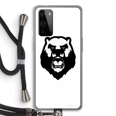 Angry Bear (white): OnePlus 9 Pro Transparant Hoesje met koord