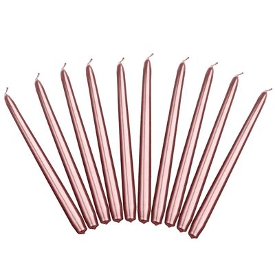 30x stuks Dinerkaarsen ros? goud 24 cm