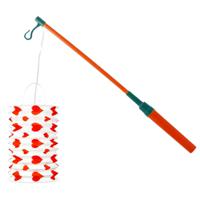 Trek lampion langwerpig - rood - H28 cm - papier - met lampionstokje - 40 cm - thumbnail