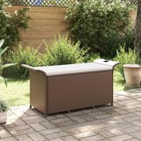 Tuinbank met kussen 116x46x57 cm poly rattan bruin