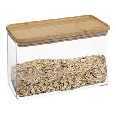 5Five Keuken voorraadpot - 4x stuks - Berlino - kunststof/bamboe - 2000 ml - 14 x 10 x 20 cm