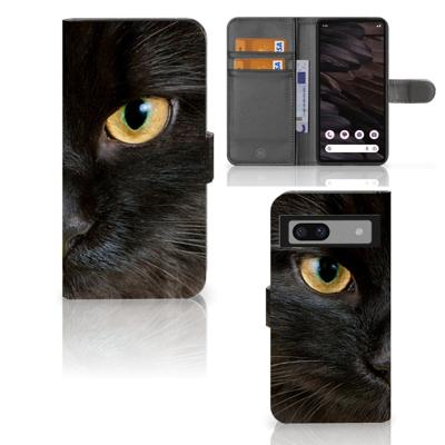 Google Pixel 7A | Telefoonhoesje | Met pasjeshouder | Zwarte Kat