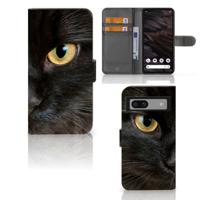 Google Pixel 7A | Telefoonhoesje | Met pasjeshouder | Zwarte Kat