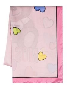 Moschino Teddy Bear-print silk scarf - Rose