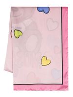 Moschino Teddy Bear-print silk scarf - Rose - thumbnail