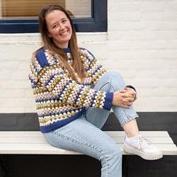 Granny Stripe Sweater Haakpakket Boord Blauw L/XL