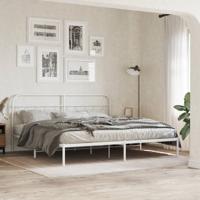 Bedframe met hoofdbord metaal wit 200x200 cm