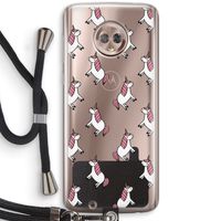 Eenhoorns overal: Motorola Moto G6 Transparant Hoesje met koord