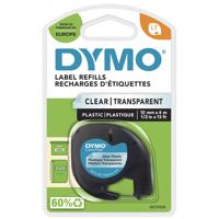 Labeltape dymo letratag plastic 12mm transparant