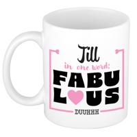 Naam mok Jill - wit - Fabulous - keramiek - 300 ml - cadeau collega beker