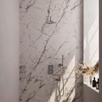 Brauer Brushed Carving Thermostatische Regendoucheset Inbouw - Hoofddouche 20 cm - Gebogen Wandarm - 3 Weg - Handdouche Staaf - Doucheslang - Wandaansluitbocht - Rvs