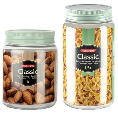 Voordeelset 8x kunststof keuken voorraadpotten - weckpotten - 1.0 en 1.5 liter - mintgroen deksel