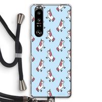 Eenhoorns overal: Sony Xperia 1 III Transparant Hoesje met koord