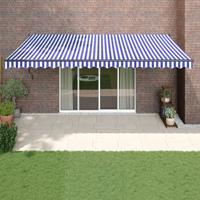 Luifel automatisch uitschuifbaar 5x3 m blauw en wit