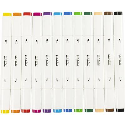 Creativ Company Tekenstift, lijndikte 1+8 mm, standaardkleuren, 12 stuk/ 1 doos