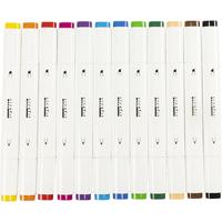 Creativ Company Tekenstift, lijndikte 1+8 mm, standaardkleuren, 12 stuk/ 1 doos