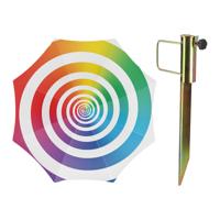 Parasol met metalen grondharing - multi kleuren spiraal - polyester - Dia 180 cm - verstelbaar