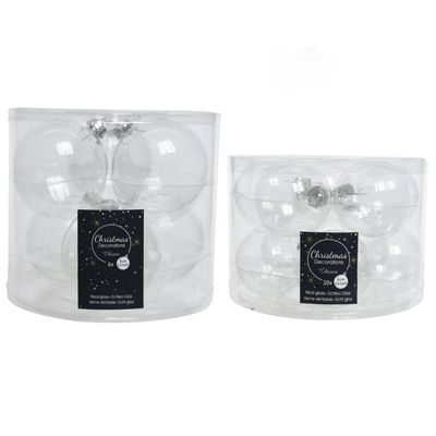 16x stuks glazen kerstballen transparant 6 en 8 cm