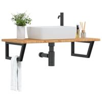 Badkamer wandschap staal en massief eikenhout