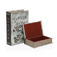 Decoratieve Doos Versa Canvas Hout MDF Blommor Boek