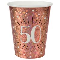 Verjaardag feest bekertjes leeftijd - 10x - 50 jaar - rose goud - karton - 270 ml Verjaardag feest bekertjes leeftijd - 10x - 50 jaar - rose goud - karton - 270 ml