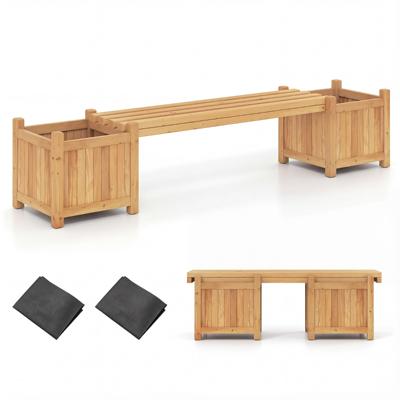 Bloembak met Tuinbank Houten Bank met 2 Zijdelingse Plantenbakken 2-zits Zitbank van Massief Hout Bank voor Buiten