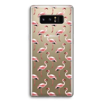 Flamingoprint groen: Samsung Galaxy Note 8 Transparant Hoesje