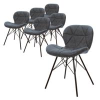 ML-Design set van 6 eetkamerstoelen met rugleuning, antraciet, keukenstoel met kunstleren bekleding, gestoffeerde stoel