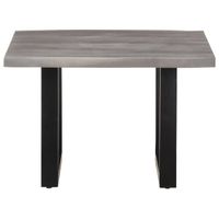 The Living Store Industriële Tafel - Massief Acaciahout/IJzer - Grijs - 60x60x40cm