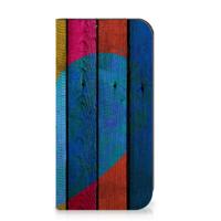 iPhone 15 Pro Max Book | Wallet Case | Wood Heart - Cadeau voor je Vriend