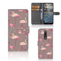 Nokia 2.4 | Telefoonhoesje | Met pasjeshouder | Flamingo