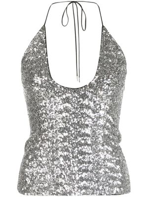 The Attico haut orné de sequins à dos-nu - Argent