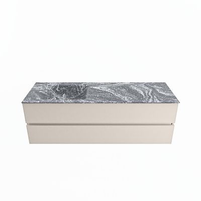MONDIAZ VICA-DLUX 150cm badmeubel onderkast Linen 2 lades. Inbouw wastafel CLOUD links 1 kraangat, kleur Lava.