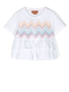 Missoni Kids t-shirt péplum à motif zig-zag - Blanc