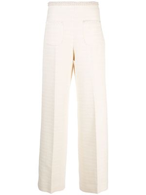 SANDRO pantalon en tweed à détail de perles - Tons neutres