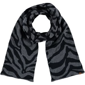 Luxe gebreide kindersjaal met zebra print antraciet