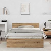 Bedframe met hoofdeinde Artisan Eiken 120 x 190 cm Bewerkt hout