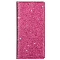 iPhone SE 2022 hoesje - Bookcase - Pasjeshouder - Portemonnee - Glitter - TPU - Roze