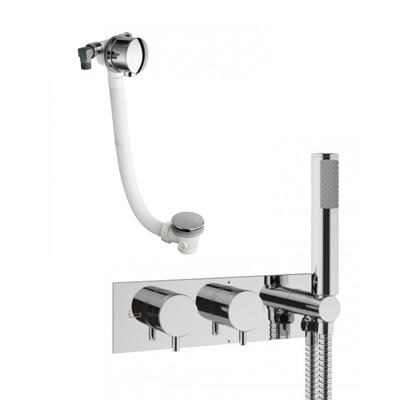 Crosswater MPRO inbouwbadkraan 27.5x12cm thermostatisch met handdoucheset met badvulcombinatie chroom sw31240/sw385374/sw385438/