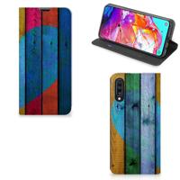 Samsung Galaxy A70 Book | Wallet Case | Wood Heart - Cadeau voor je Vriend