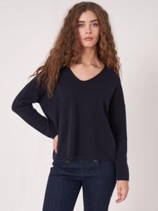 Oversized V-hals trui van biologisch cashmere