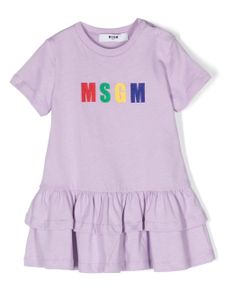 MSGM Kids robe en coton à logo appliqué - Violet