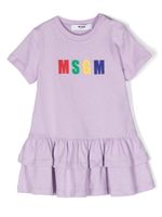 MSGM Kids robe en coton à logo appliqué - Violet